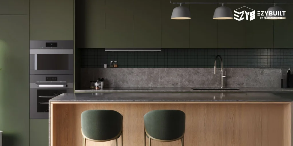 ไอเดียเคาน์เตอร์ครัวสีเขียว ทำให้บ้านดูอบอุ่นมากขึ้น