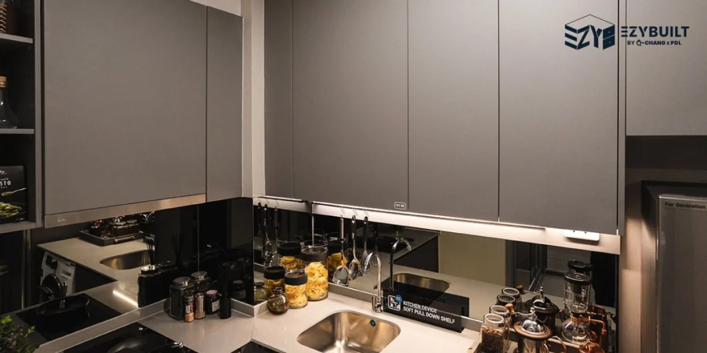 ไอเดียเคาน์เตอร์ครัว สีเทาให้ความรู้สึกโมเดิร์น