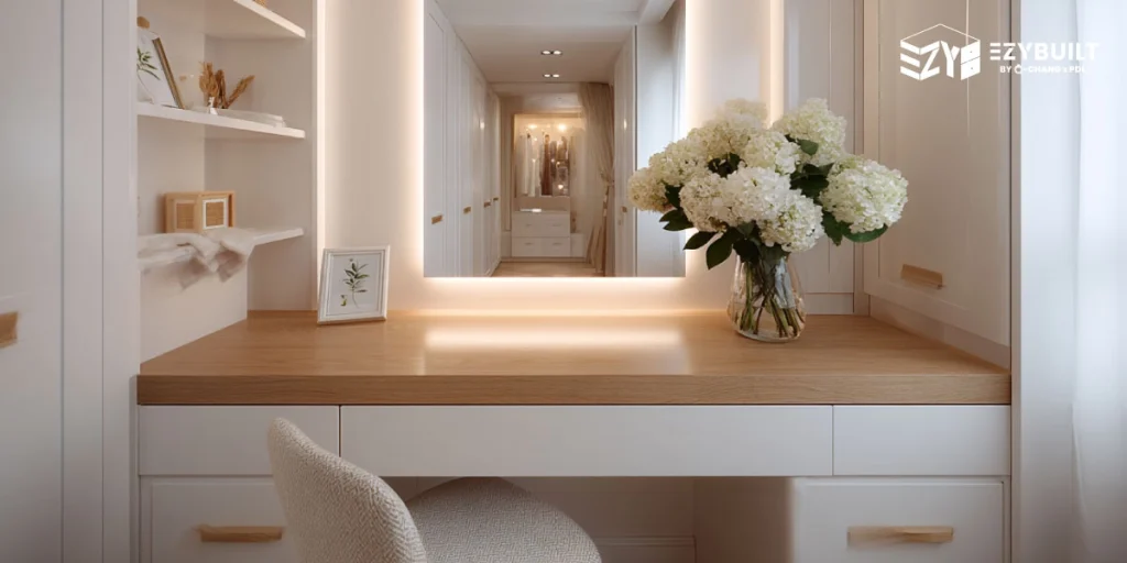 ไอเดียโต๊ะเครื่องแป้ง Fit-in สามารถสั่งตัดได้ตามความต้องการ