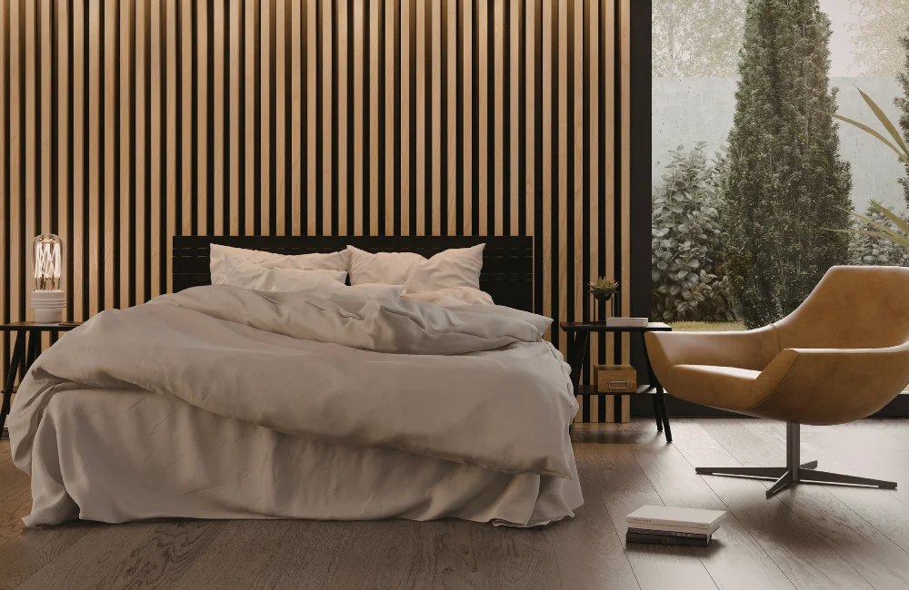 ตกแต่งผนังห้องด้วยระแนงไม้