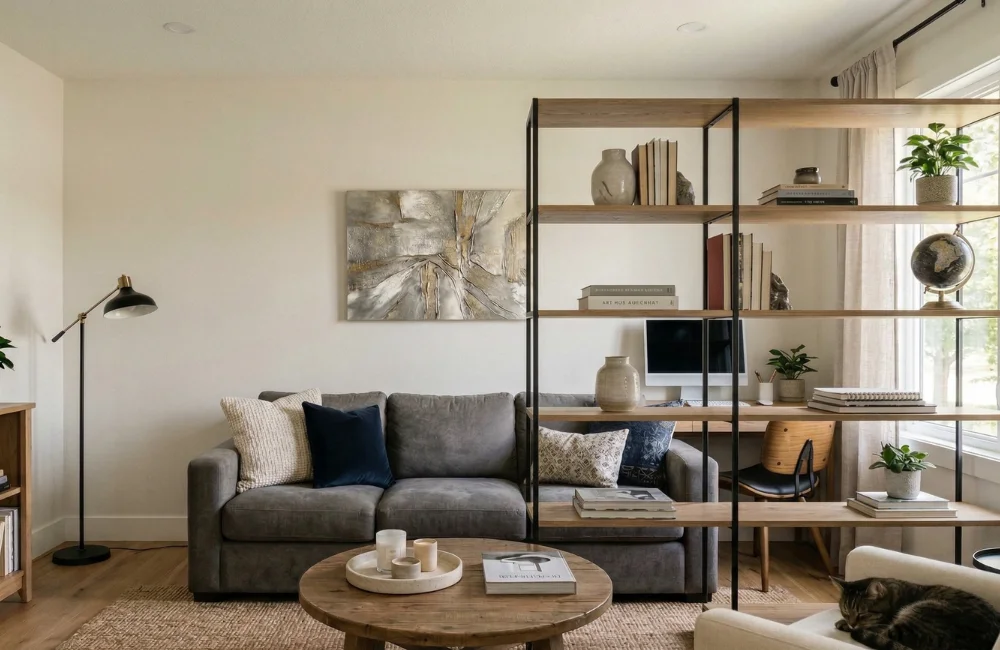 กั้นห้องด้วยชั้นวางของแบบโปร่ง