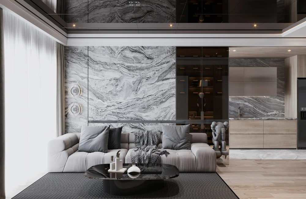 ติดตั้งผนังประดับลายหินอ่อน