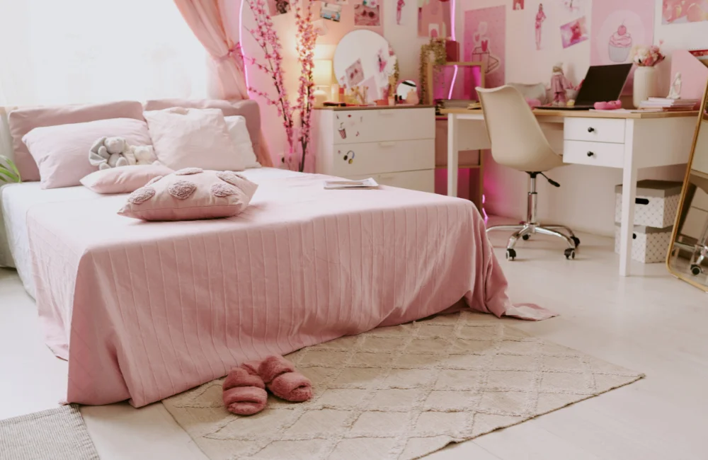 สีห้องนอนชมพูตุ่น