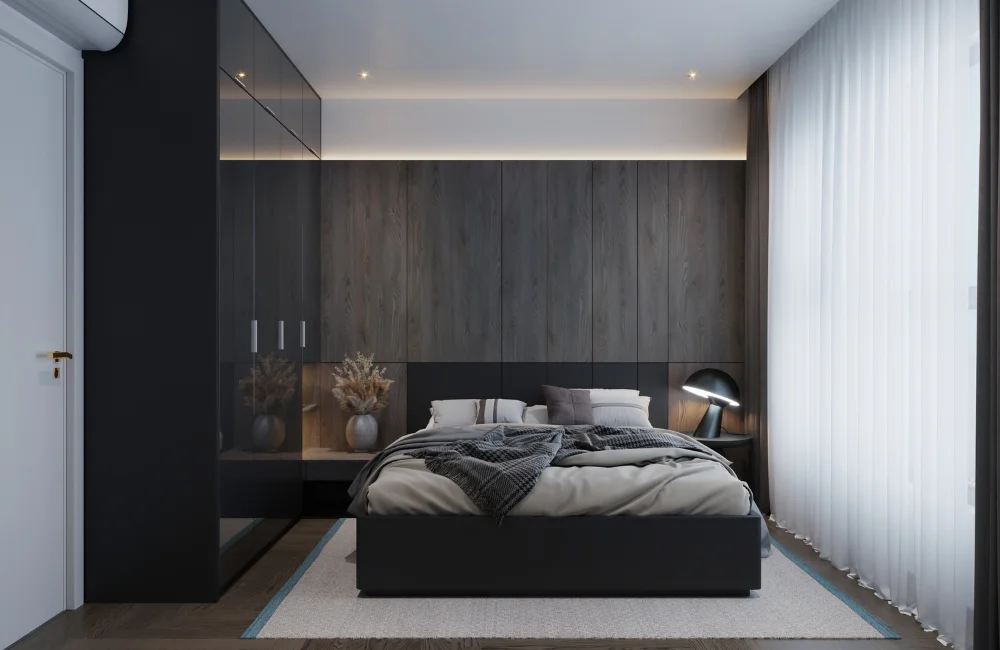 สีห้องนอนดำโทนเข้ม