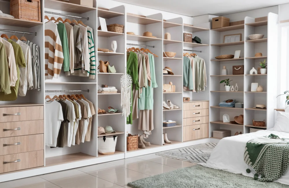 ตู้เสื้อผ้าบิ้วท์อินเข้ามุมรูปตัว L